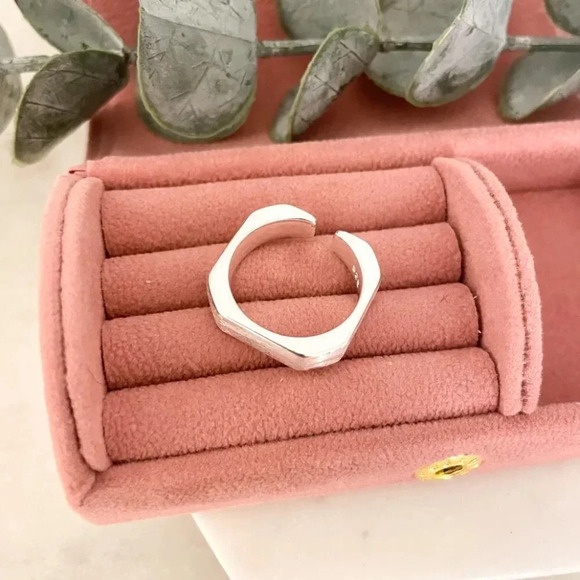 925 Sterling Silver Bar Ring Minimalist Dainty Bar Ring Brushed Silver Ring - Picture 5 of 9